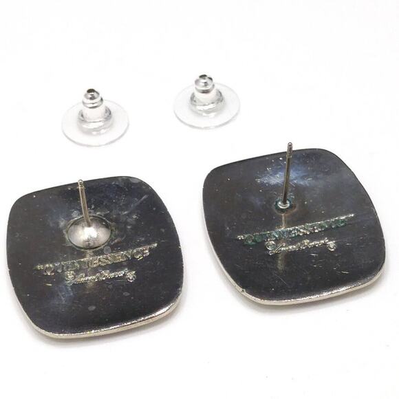 Vintage Laurel Burch "Quintessence" Geometric Earrings, Rhodium Plated, 1 1/8" - Picture 7 of 10